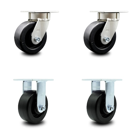 Service Caster 5 Inch Kingpinless Polyolefin Wheel Swivel Caster Swivel 2 Rigid SCC, 2PK SCC-KP30S520-POR-2-R-2
